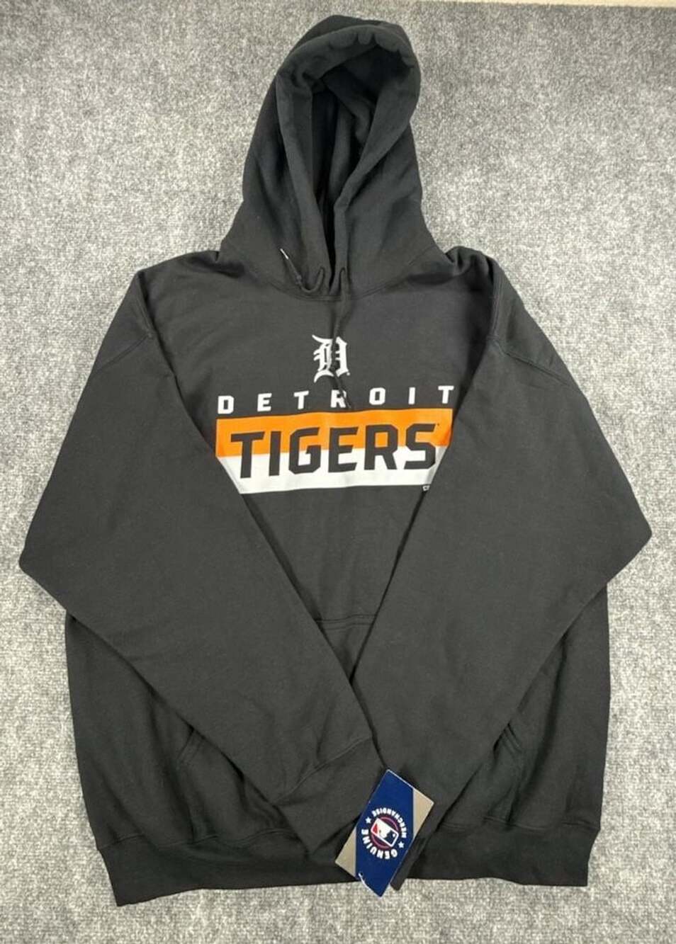 MLB Detroit Tigers Genuine Merchandise Black Pullover Hoodie Sweatshirt XL NWT